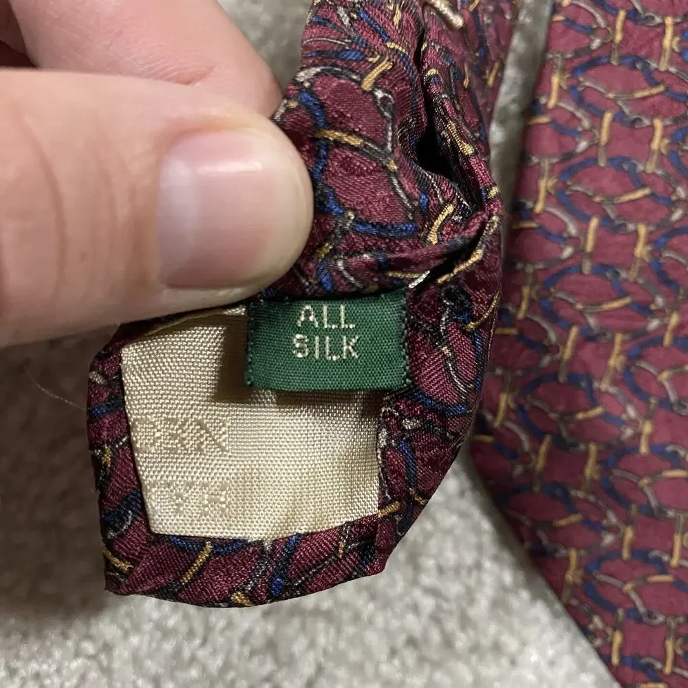 Tom James Tie Mens Silk USA Geometric Horse Bit Equestrian Pattern Menswear